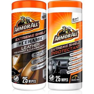 image:imageArmor All Interior Car Cleaning Wipes Kit Disinfects Protects and Cleans Car Interiors Includes Leather Care Wipes Glass Wipes Disinfectant Wipes and Protectant Wipes 4 CountInterior Care Wipes