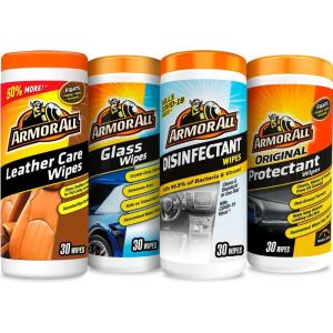 image:imageArmor All Interior Car Cleaning Wipes Kit Disinfects Protects and Cleans Car Interiors Includes Leather Care Wipes Glass Wipes Disinfectant Wipes and Protectant Wipes 4 CountCar Cleaning Kit