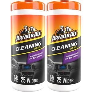 image:imageArmor All Interior Car Cleaning Wipes 25 Count Canister Powerful Cleaning for Dashboards Vinyl Clear Plastics Carpet and Fabric25 Count Pack of 2