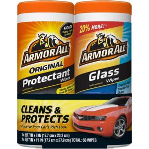 image:imageProtectant Wipes and Glass Wipes by Armor All Car Cleaning Wipes and Car Glass Wipes 30 Count Each 2 Pack30 Count Pack of 2